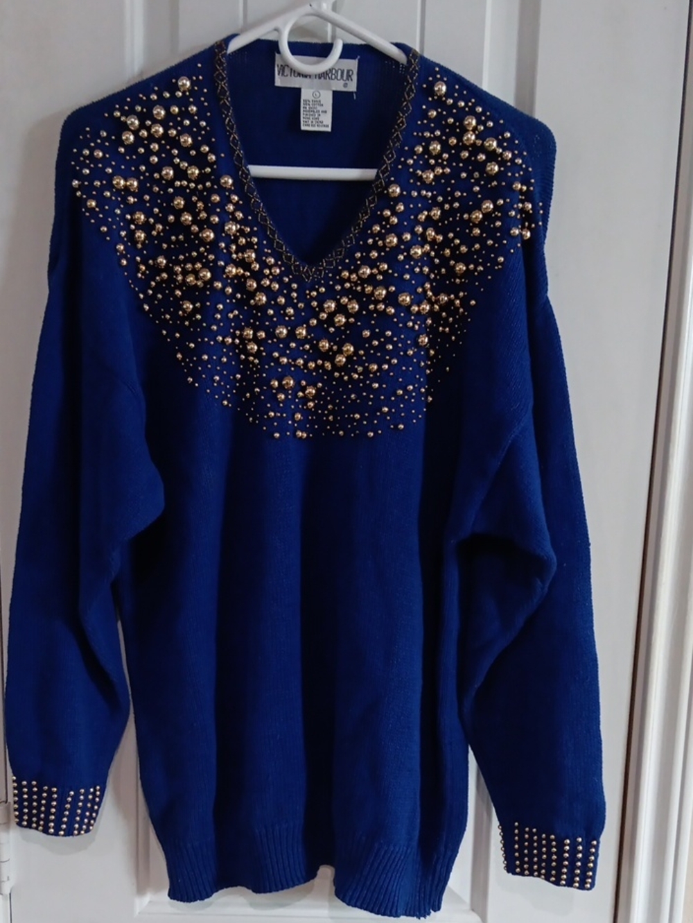 VTG 1980s Victoria Harbour Embellished Knit Tunic Sweater